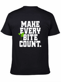 Vegan Make Every Bite Count Black Graphic T-Shirt