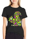 Floral Squirrel Graphic T-Shirt - Mens Black Tee