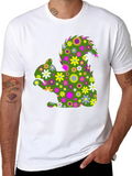 Floral Squirrel Graphic T-Shirt - Mens Black Tee