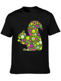 Floral Squirrel Graphic T-Shirt - Mens Black Tee