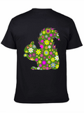 Floral Squirrel Graphic T-Shirt - Mens Black Tee