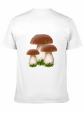 Mushroom Graphic Tee - Black Crew Neck Shirt