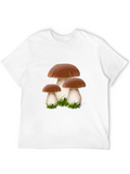 Mushroom Graphic Tee - Black Crew Neck Shirt