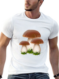 Mushroom Graphic Tee - Black Crew Neck Shirt