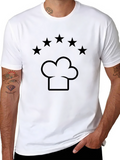 Chef Hat & Stars Graphic Black T-Shirt