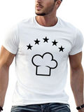 Chef Hat & Stars Graphic Black T-Shirt