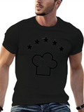 Chef Hat & Stars Graphic Black T-Shirt
