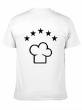 Chef Hat & Stars Graphic Black T-Shirt