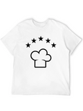 Chef Hat & Stars Graphic Black T-Shirt