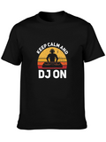 Keep Calm DJ On Graphic Tee - Black