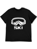Mens Black Ski Goggles Graphic T-Shirt
