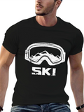 Mens Black Ski Goggles Graphic T-Shirt