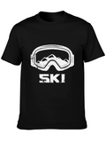 Mens Black Ski Goggles Graphic T-Shirt