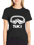 Mens Black Ski Goggles Graphic T-Shirt