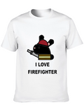 I Love Firefighter Bunny T-Shirt - Black