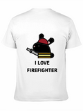 I Love Firefighter Bunny T-Shirt - Black