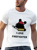 I Love Firefighter Bunny T-Shirt - Black