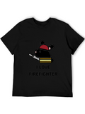 I Love Firefighter Bunny T-Shirt - Black