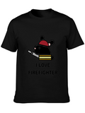 I Love Firefighter Bunny T-Shirt - Black