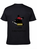 I Love Firefighter Bunny T-Shirt - Black