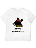 I Love Firefighter Bunny T-Shirt - Black