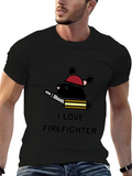 I Love Firefighter Bunny T-Shirt - Black