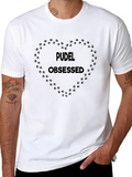 Pudel Obsessed Paw Print Heart T-Shirt