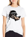 Black Wolf Cartoon Graphic T-Shirt