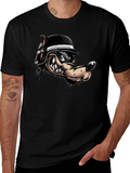 Black Wolf Cartoon Graphic T-Shirt