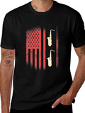American Flag Saxophone Graphic Tee