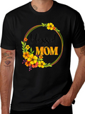Blessed Mom Floral Graphic T-Shirt