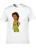 Cartoon Woman Graphic Black T-Shirt