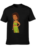 Cartoon Woman Graphic Black T-Shirt