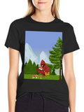 Cartoon Bird Graphic T-Shirt