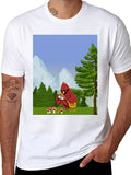 Cartoon Bird Graphic T-Shirt