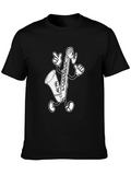 Cartoon Saxophone Black T-Shirt