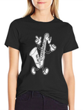 Cartoon Saxophone Black T-Shirt