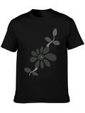 Mens Black T-Shirt with Floral Design