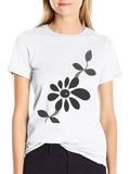 Mens Black T-Shirt with Floral Design