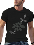 Mens Black T-Shirt with Floral Design