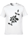 Mens Black T-Shirt with Floral Design
