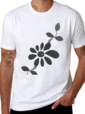 Mens Black T-Shirt with Floral Design