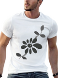 Mens Black T-Shirt with Floral Design