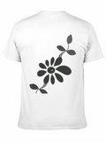 Mens Black T-Shirt with Floral Design