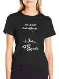 Kite Surfing Heartbeat Graphic T-Shirt