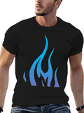 Cool Blue Flame Graphic Black T-Shirt