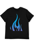 Cool Blue Flame Graphic Black T-Shirt