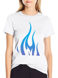 Cool Blue Flame Graphic Black T-Shirt