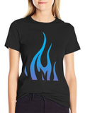 Cool Blue Flame Graphic Black T-Shirt