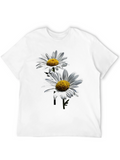 Daisy Flower Graphic Print Black T-Shirt